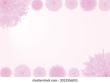 Background images of voluminous pink flowers such as dahlia, chrysanthemums and daisy, vector illustrations of frame images