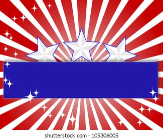 Background Independence Day with a paper banner and stars. 10 EPS. Vector illustration.