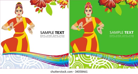 Background with indian dancer in national dress