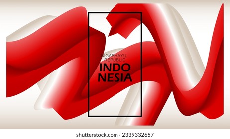Background Indonesian flag abstract gradient 3d celebrate birthday 17 August. Vector illustration. National and spirit style.