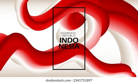 Background Indonesian flag abstract gradient 3d celebrates birthday 17 August digital art. Vector illustration. National and spirit style.