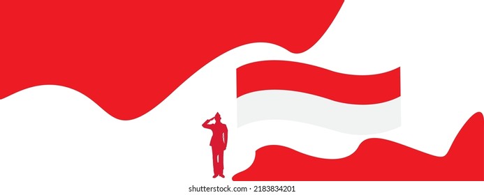 Background with Indonesian flag independence hero icon August 17th.For The concept of Indonesian Independence Day August 17th.