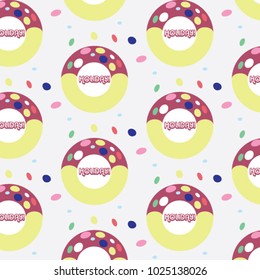 the background with inflatable colored circles with sea stones