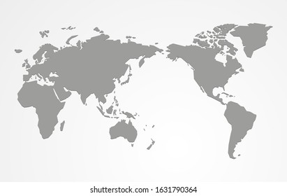 background for infographic gray blank world map with swapped continents