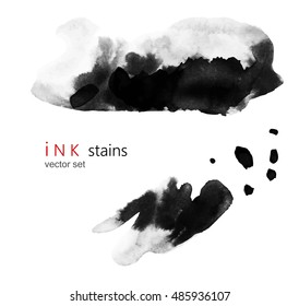 Background with ink stains. hand drawn black blots design elements. Set of abstract ink spots. ink splattered background element.