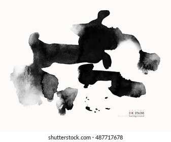 Background with ink stains. hand drawn black blots design elements. set of abstract ink spots. ink splattered background.