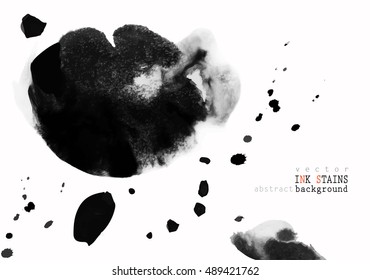 Background with ink stains. hand drawn black blots design elements. Set of abstract ink spots. ink splattered background element.