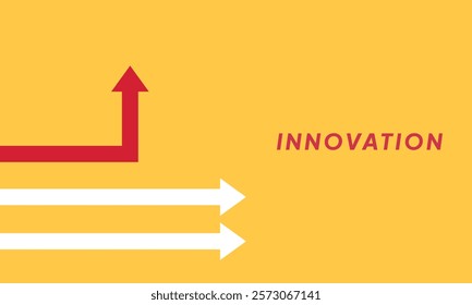 Background innovation concept. Minimalist stile red arrow changing direction and white ones. New idea, changer, trend, courage, creative solution,business, innovation and unique way concept