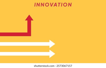 Background innovation concept. Minimalist stile red arrow changing direction and white ones. New idea, changer, trend, courage, creative solution,business, innovation and unique way concept