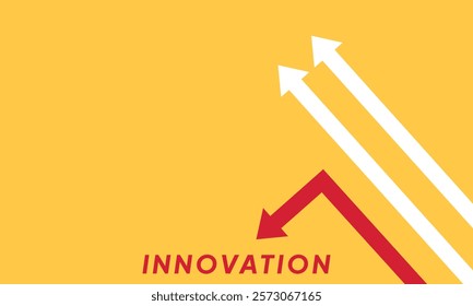 Background innovation concept. Minimalist stile red arrow changing direction and white ones. New idea, changer, trend, courage, creative solution,business, innovation and unique way concept