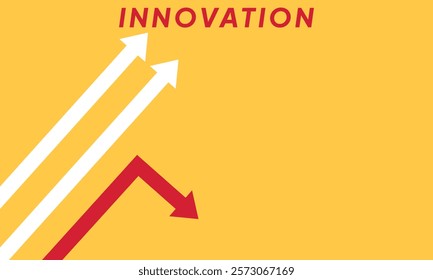 Background innovation concept. Minimalist stile red arrow changing direction and white ones. New idea, changer, trend, courage, creative solution,business, innovation and unique way concept