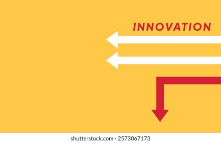 Background innovation concept. Minimalist stile red arrow changing direction and white ones. New idea, changer, trend, courage, creative solution,business, innovation and unique way concept