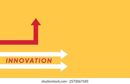 Background innovation concept. Minimalist stile red arrow changing direction and white ones. New idea, changer, trend, courage, creative solution,business, innovation and unique way concept