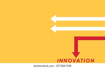 Background innovation concept. Minimalist stile red arrow changing direction and white ones. New idea, changer, trend, courage, creative solution,business, innovation and unique way concept