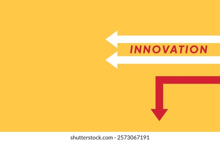 Background innovation concept. Minimalist stile red arrow changing direction and white ones. New idea, changer, trend, courage, creative solution,business, innovation and unique way concept