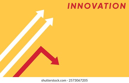 Background innovation concept. Minimalist stile red arrow changing direction and white ones. New idea, changer, trend, courage, creative solution,business, innovation and unique way concept