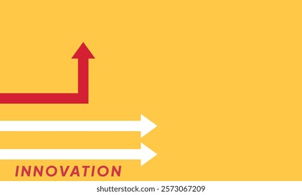 Background innovation concept. Minimalist stile red arrow changing direction and white ones. New idea, changer, trend, courage, creative solution,business, innovation and unique way concept