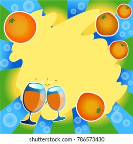 Background for the inscription of the festive. Oranges and goblets.