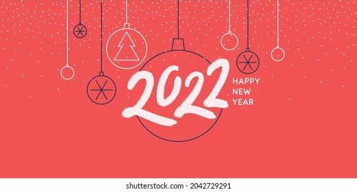 Background with the inscription Happy New Year 2022. Vector illustration in flat flat style.