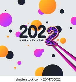 Background with the inscription Happy New Year 2022. Vector illustration in flat flat style.