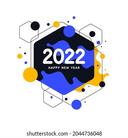 Background with the inscription Happy New Year 2022. Vector illustration in flat flat style.