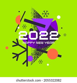 Background with the inscription Happy New Year 2022. Vector illustration in flat flat style.