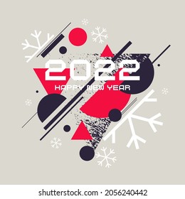 Background with the inscription Happy New Year 2022. Vector illustration in flat flat style.