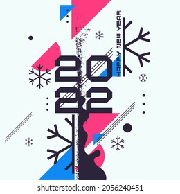 Background with the inscription Happy New Year 2022. Vector illustration in flat flat style.