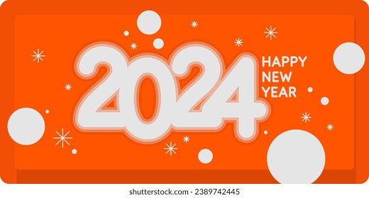 Background with the inscription Happy New Year 2024. Vector illustration in flat flat style. Modern geometric composition. Vector greeting poster.