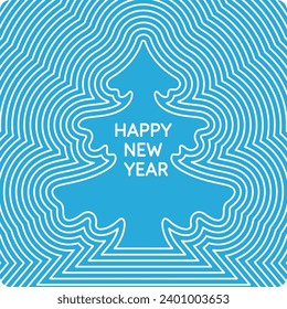 Background with the inscription Happy New Year. A poster with a picture of a tree.. Vector illustration.