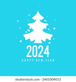Background with the inscription Happy New Year. A poster with a picture of a tree.. Vector illustration.