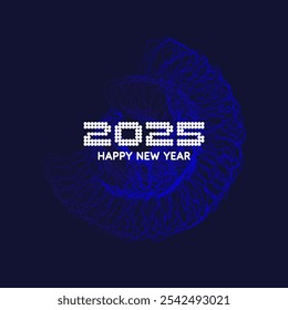 Background with the inscription Happy New Year 2025. Vector illustration in flat flat style.