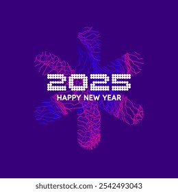 Background with the inscription Happy New Year 2025. Vector illustration in flat flat style.