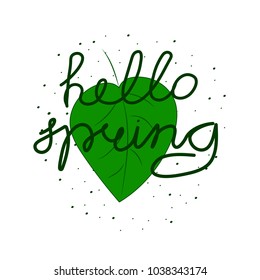 Background with the inscription hello spring. Vector illustration