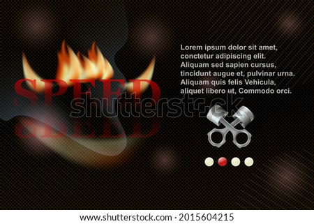 Background with the inscription speed in orange flame for your design. Registration of an online store of auto parts