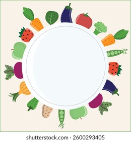 background for instagram stories with round text box and vegetables, vegetables, plants, healthy eating, health, diet, vegetarianism, veganism