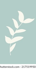 Background for Instagram Story Stories. Minimalist boho ilustration plant leaves leaf light green. Organic abstract shapes summer tropical. Use it for social media status, wallpaper phone and print.