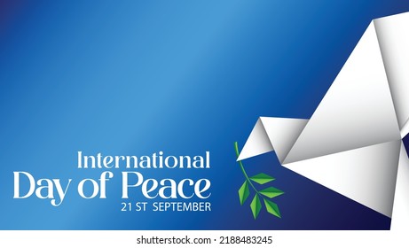 Background International Day of Peace 21 September. Abstract. With Birds Vector From Origami Paper. Commemorating Worldwide Peace Day on the 21st of September. Suitable For Banners and Others