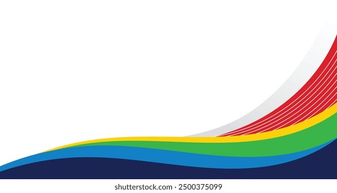 Background for international sport evenet in Paris France 2024. Abstract colorful wave background backdrop for football basketball volleyball hill climbing jump cycling racing