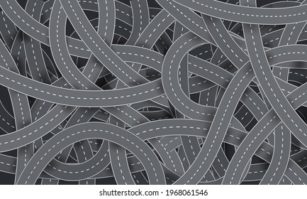 Background From Intertwining Roads And Highways. Vector Pattern.