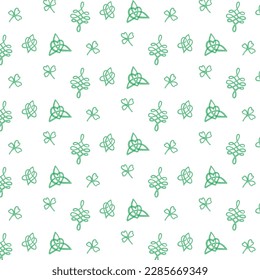 Background with Irish patterns is green.