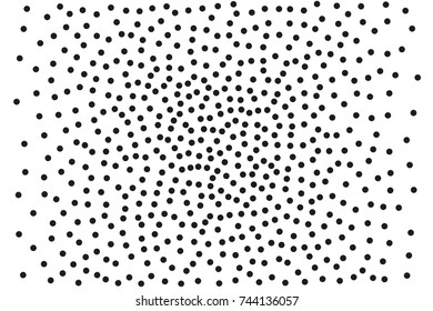 Background with irregular, chaotic dots, points, circle. Abstract monochrome pattern. Black and white color. Vector illustration Memphis style Random halftone. Pointillism