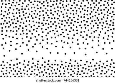 Background with irregular, chaotic dots, points, circle. Abstract monochrome pattern. Black and white color. Vector illustration Memphis style Random halftone. Pointillism