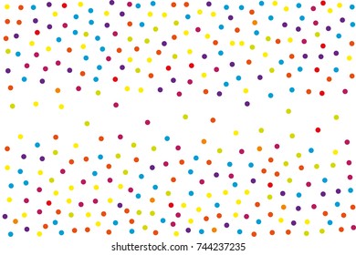 Background with irregular, chaotic dots, points, circle. Festival  pattern with confetti. Colorful. Vector illustration Memphis style Random halftone. Pointillism