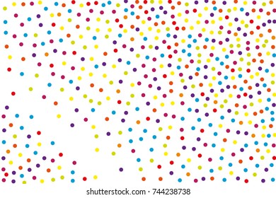 Background with irregular, chaotic dots, points, circle. Festival  pattern with confetti. Colorful. Vector illustration Memphis style Random halftone. Pointillism