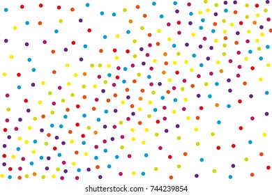 Background with irregular, chaotic dots, points, circle. Festival  pattern with confetti. Colorful. Vector illustration Memphis style Random halftone. Pointillism