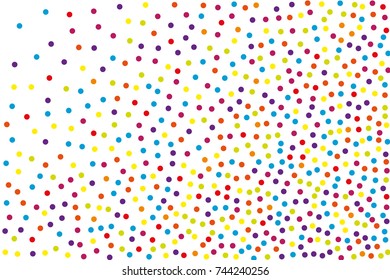 Background with irregular, chaotic dots, points, circle. Festival  pattern with confetti. Colorful. Vector illustration Memphis style Random halftone. Pointillism