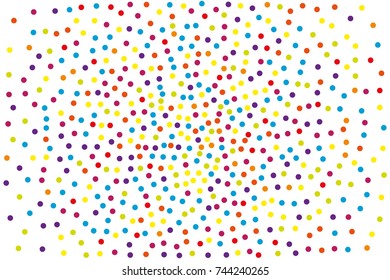 Background with irregular, chaotic dots, points, circle. Festival  pattern with confetti. Colorful. Vector illustration Memphis style Random halftone. Pointillism