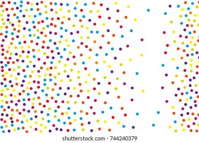 Background with irregular, chaotic dots, points, circle. Festival  pattern with confetti. Colorful. Vector illustration Memphis style Random halftone. Pointillism