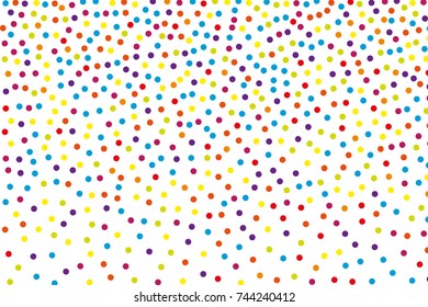 Background with irregular, chaotic dots, points, circle. Festival  pattern with confetti. Colorful. Vector illustration Memphis style Random halftone. Pointillism